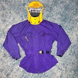 SOS Sportswear of Sweden Thinsulate Vintage Belted Ski Coat, Purple, Women’s 8